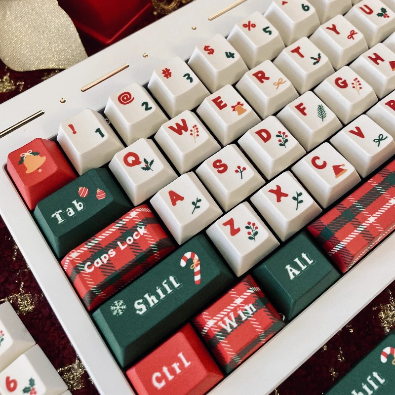 

FKKeys Рождественские колпачки для ключей с рыжими и конфетами, индивидуальные колпачки для ключей из ПБТ с сублимационным вишневым профилем, милые колпачки для ключей с героями мультфильмов, аниме, колпачки для ключей для геймеров