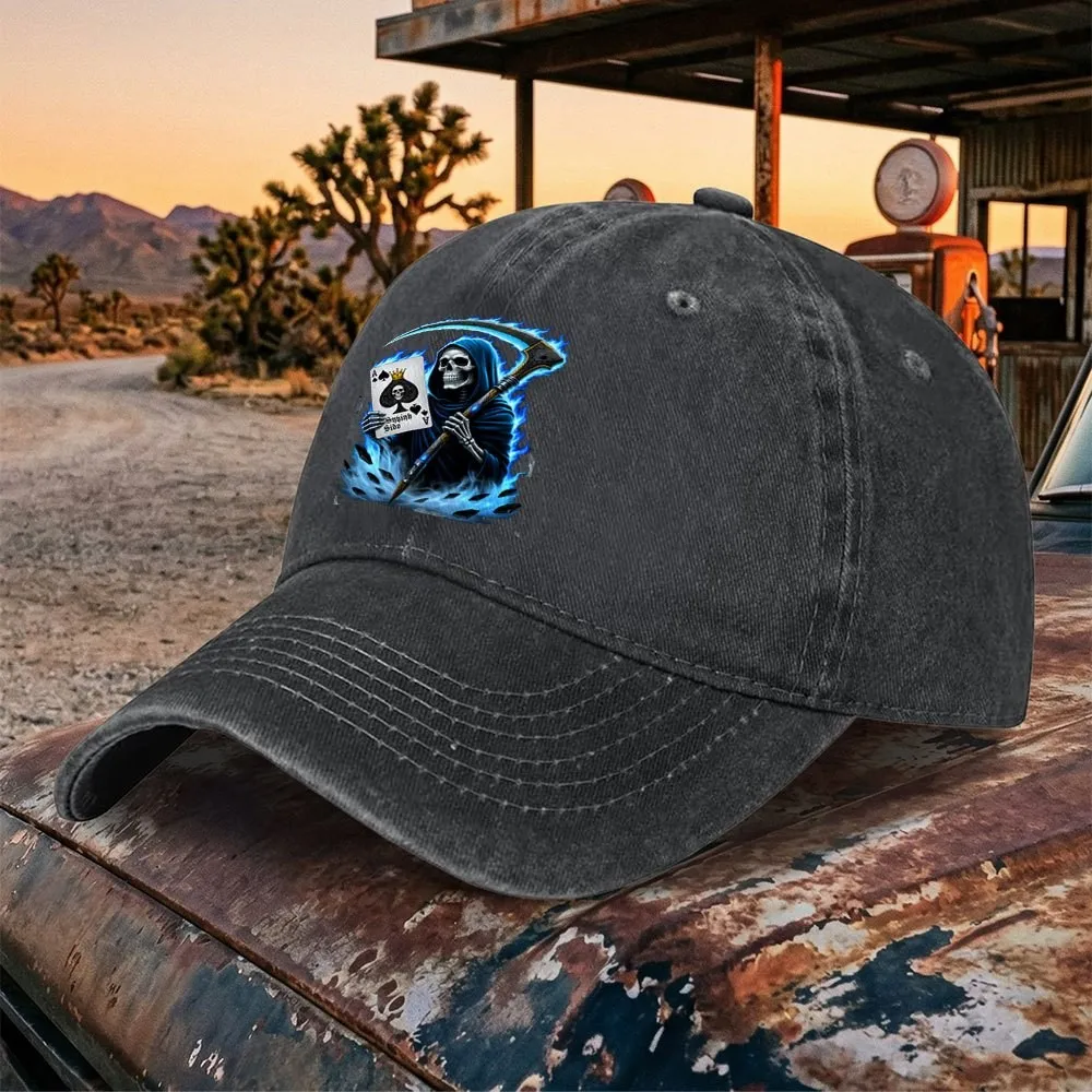 bone-de-beisebol-unissex-com-estampa-vintage-blue-flame-grim-reaper-poker-casual-para-atividades-ao-ar-livre