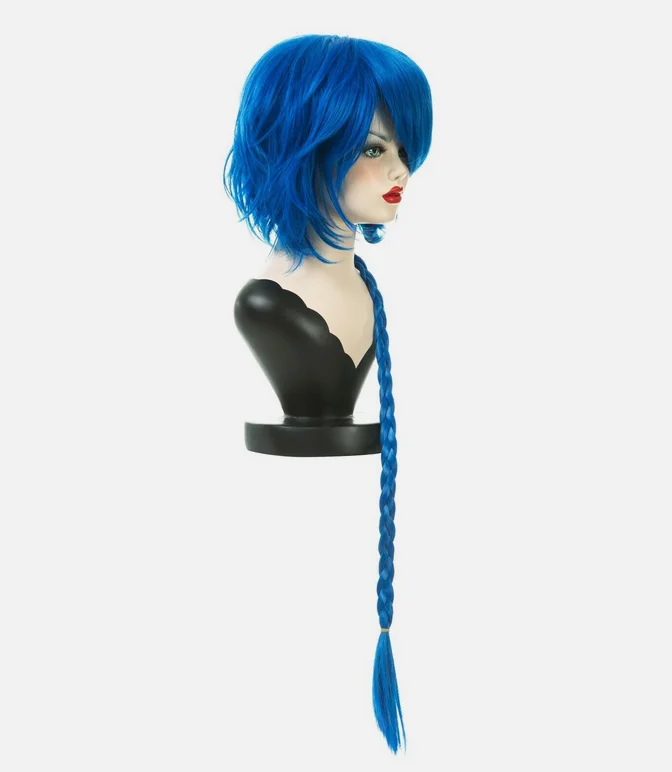 Arcane Jinx Blue Braid Wig Short Cosplay Costume Wig