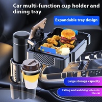 Car Cup Holder Tray - Expander - 3-in-1 Detachable Food Table Tray with Solid Base - Essential Road Trip Accessory Gadget