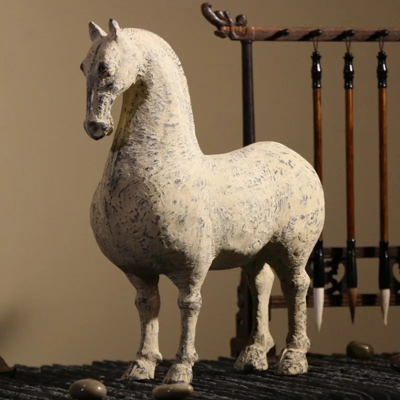

Chinese Vintage Horse Decor, Resin Craft Sculpture for Wine Cabinet Bookshelf, Feng Shui Ornament Decoration, Housewarming Gift