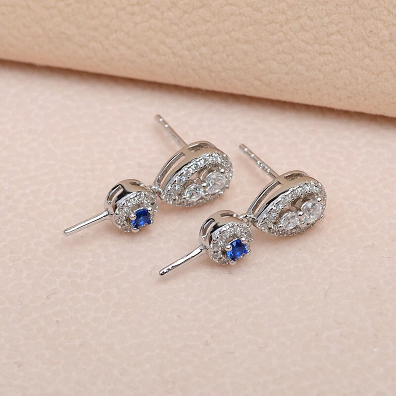 

Charm Diy 925 Sterling Silver Earrings Base Findings Mountings Jewelry Mounts Fittings Women's Accessories for 9-13mm Pearl Bead