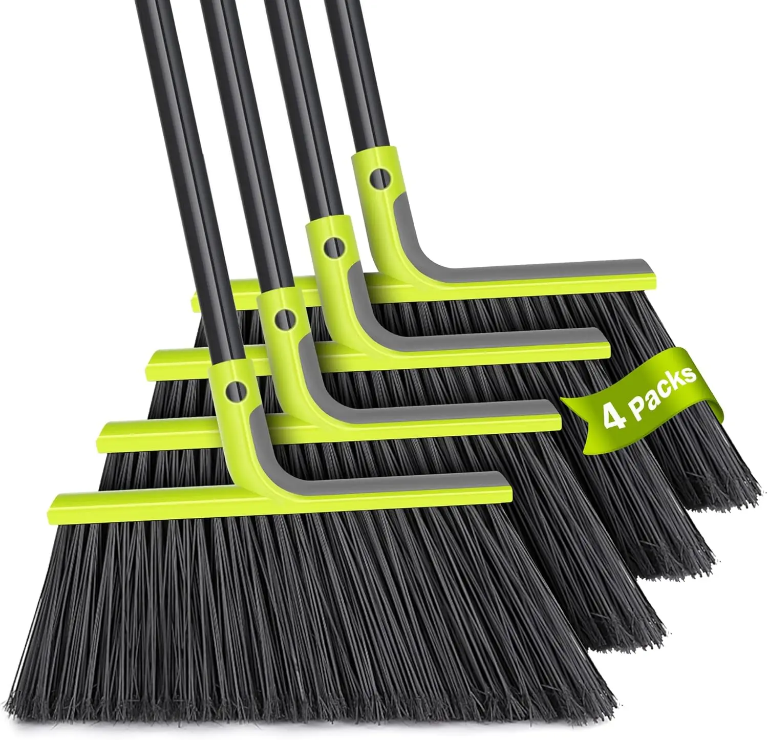 

Набор из 4 сверхмощных метл для улицы, угловая щетка с мягкой щетиной 56 дюймов для патио, сада, уборки гаража