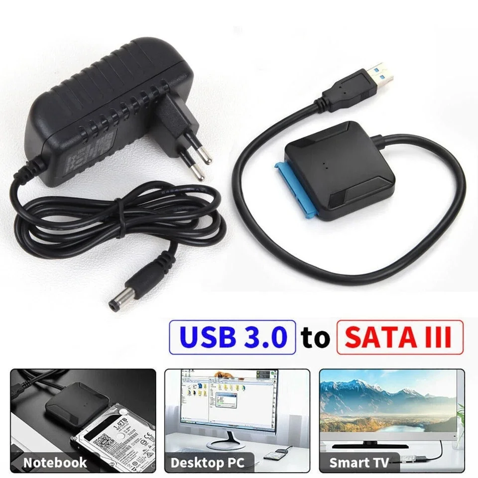 SATA to USB 3.0 Cable, USB 3.0 to SATA III Hard Drive Adapter Compatible for 2.5 3.5 Inch HDD/SSD Hard Drive Disk, Support UASP