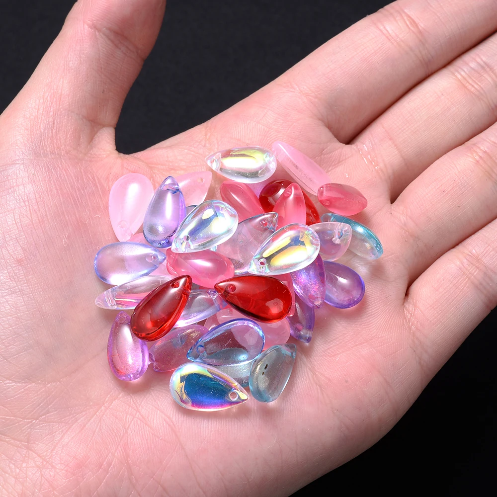 10pcs 8x14mm Colorful Crystal Teardrop Water Drop Beads Loose Beads For Jewelry Making Bracelets Necklace Accessories
