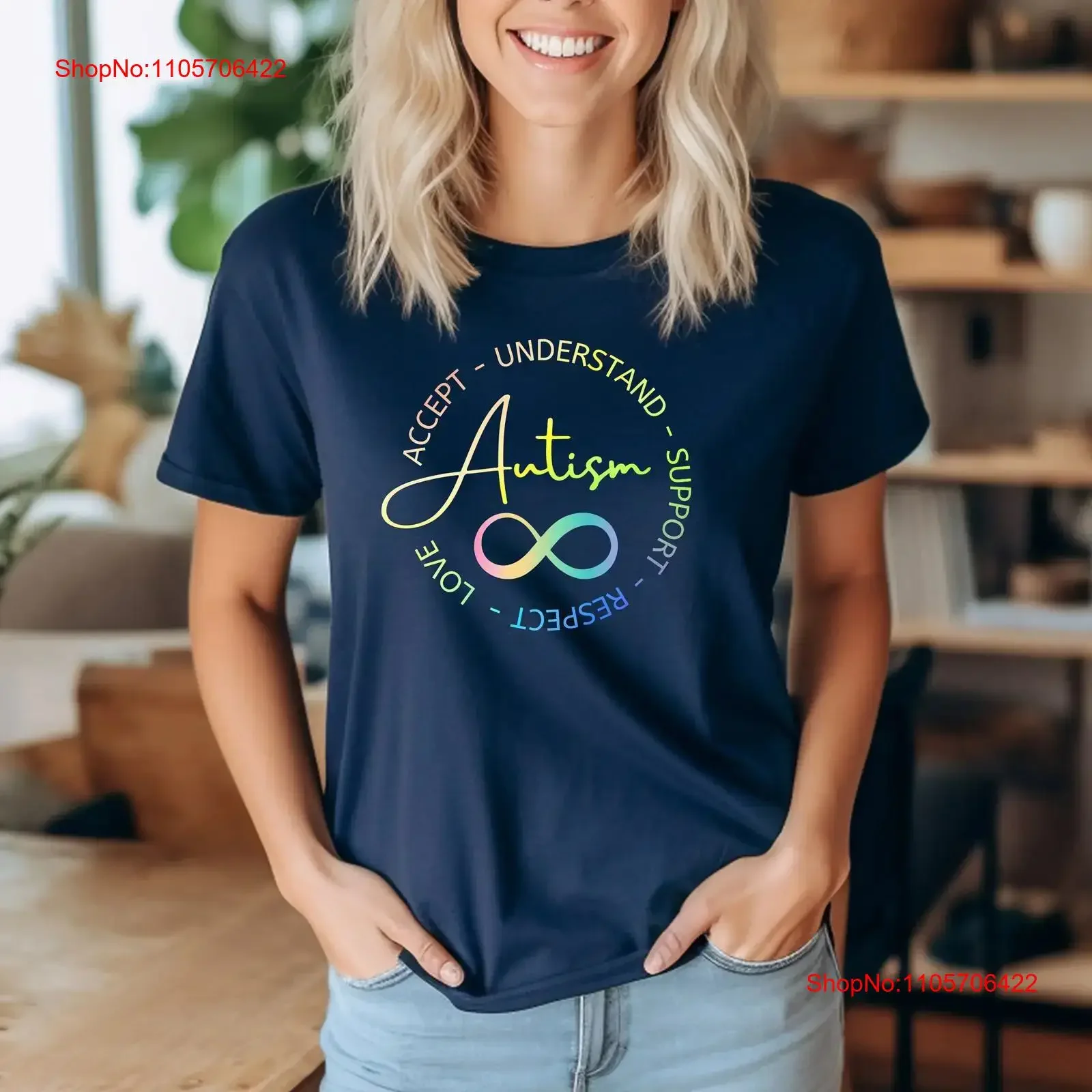 Neurodiversity T Shirt Autism Acceptance Rainbow Infinity SupporT Mom Month vintage Washed Slightly Top For Everyday Wear