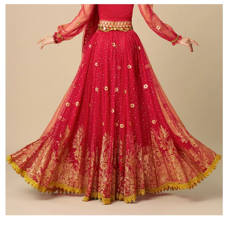 Customized Princess Belly Dance Costumes 720 Degree Grand Swing Long Dress Exotic Style Performance Dress Indian Clothes Women