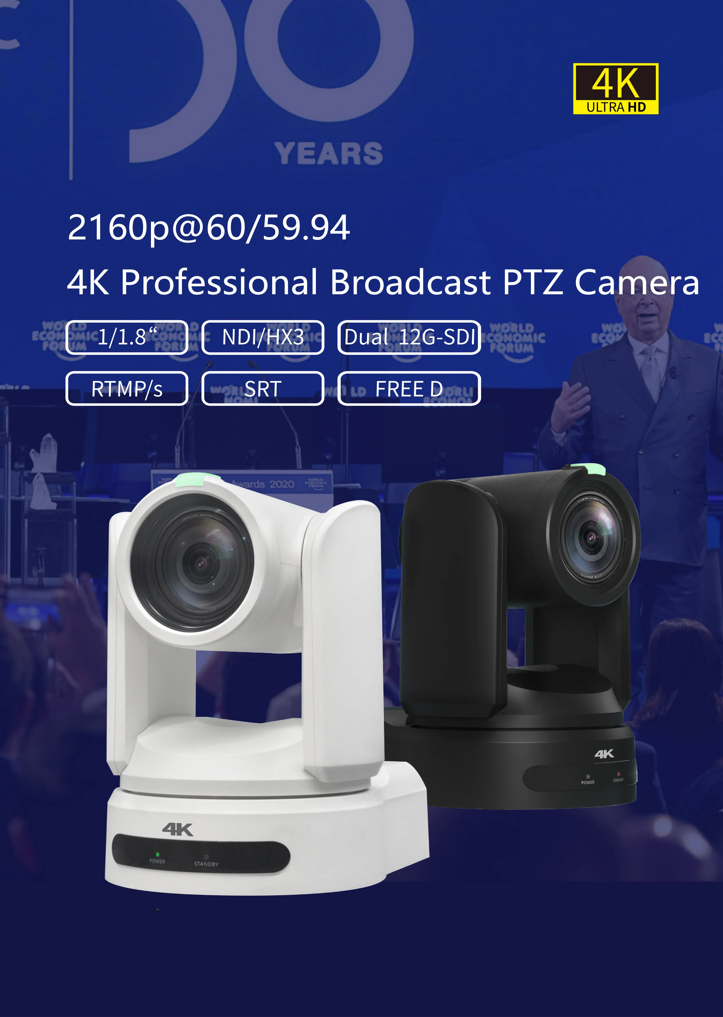 4K 30X Optical Zoom 60fps PTZ Camera Video Conference Room USB Camera System For Business Meeting Church Worship Services