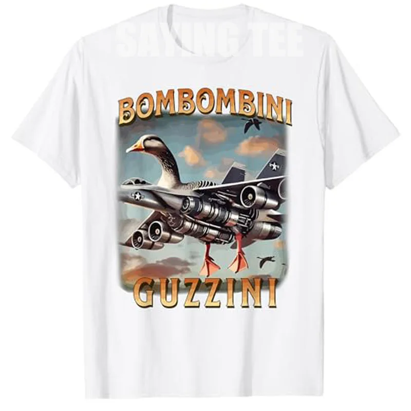 مضحك Bombombini Guzzini - الإيطالية Brainrot ميمي تي شيرت روح الدعابة Ai Goose Y2k تصميم الجرافيك الزي الجدة هدية قائلا المحملة