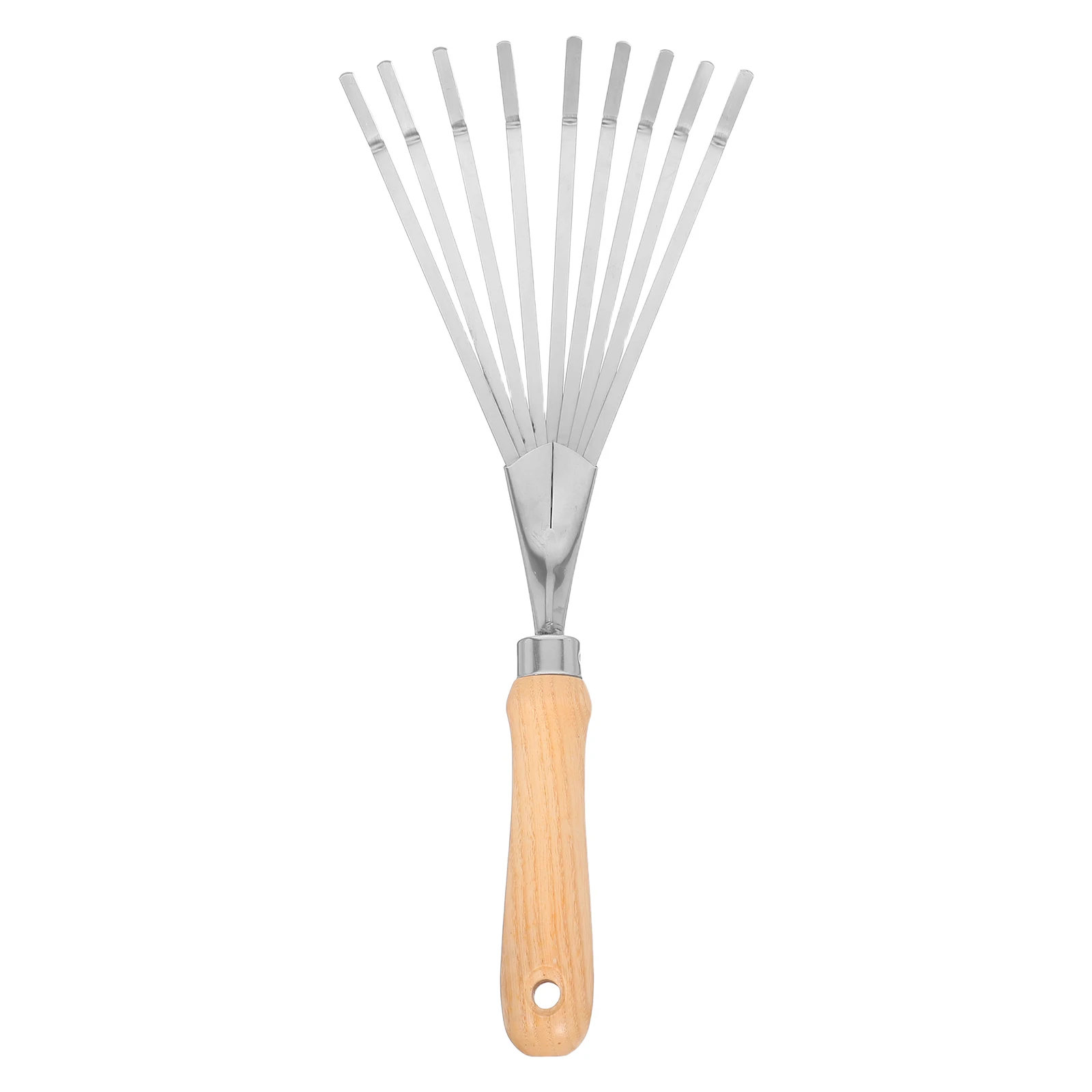 

Stainless Steel Grass Rake Heavy Duty Wooden Leaf Garden Cleaning Tool Lawn Sweeping Long Handle Practical Durable