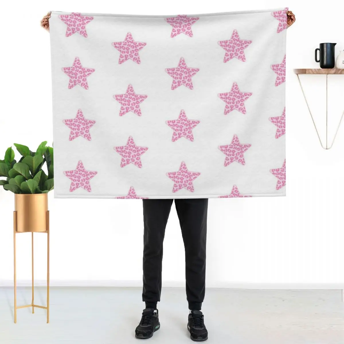 Preppy Pink Star Throw Blanket Beach Stuffeds Thermals For Travel Kid'S Blankets For Sofas Plush Blankets