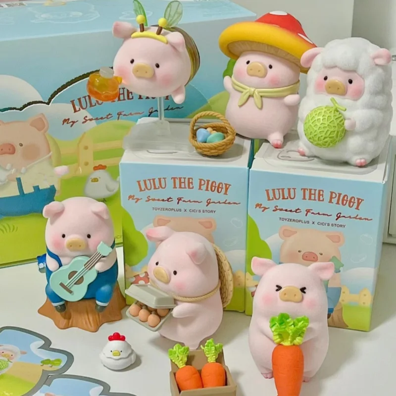 Lulu Pig Farm Series Blind Box, Caixa misteriosa animal, Porco bonito enlatado, Decoração desktop, Brinquedos modelo colecionáveis, presente de aniversário infantil, novo