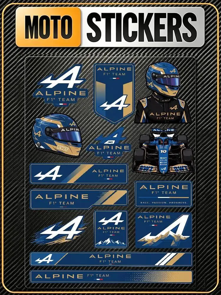 AliExpress bilibili Alpine F-ONE Team All Purpose Reflective Waterproof Scratch Blocker Decal Car Bike Helmet Cup Refrigerator Decorative Stickers