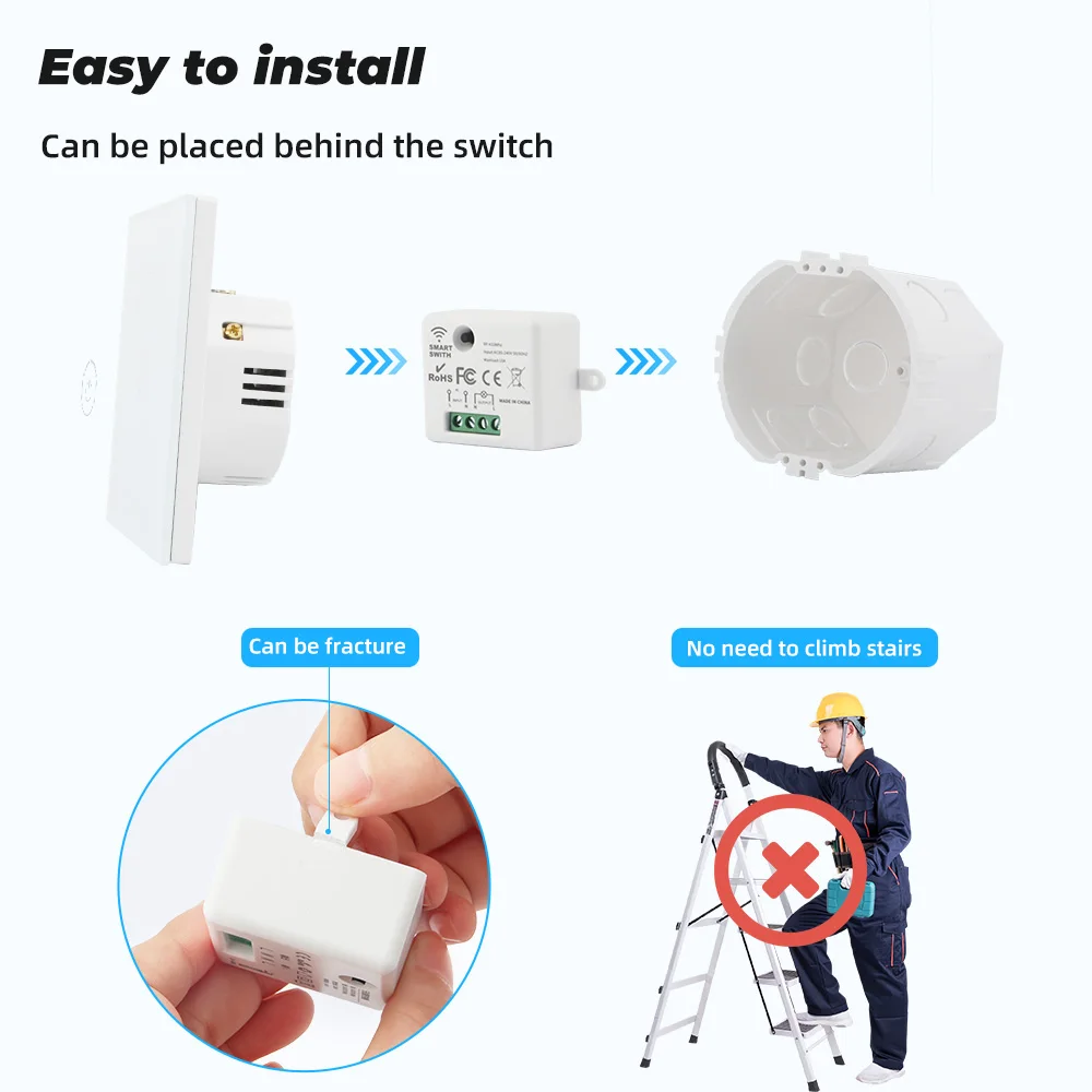 GERMA Mini Wireless Smart Switch Light Electrical 433MHZ RF Relay Receiver Controller 110 220V 10A for Home Led Lamp DIY Control