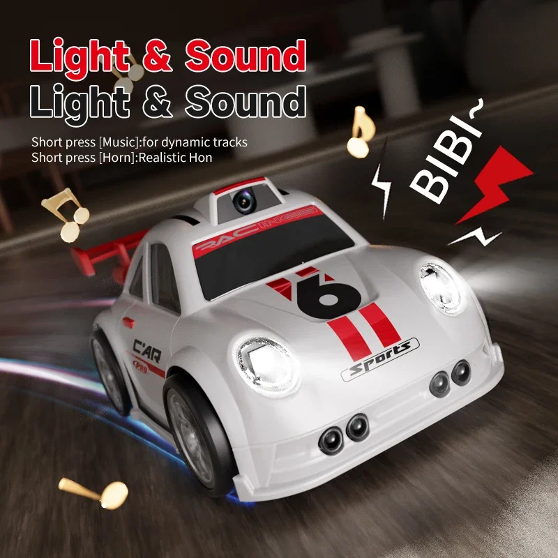 Coche de Control Remoto C6 de 2.4GHz, Coche de Derrape RC de Alta Velocidad, Modo Sígueme, Modo Demostración, Modo Escape y Luces LED