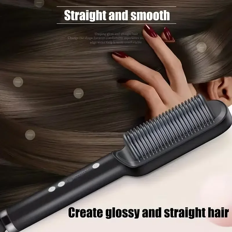 

Straightening comb heats up in 20 seconds, dual-use for straightening and curling, smooth care, one pass for silky smoothness