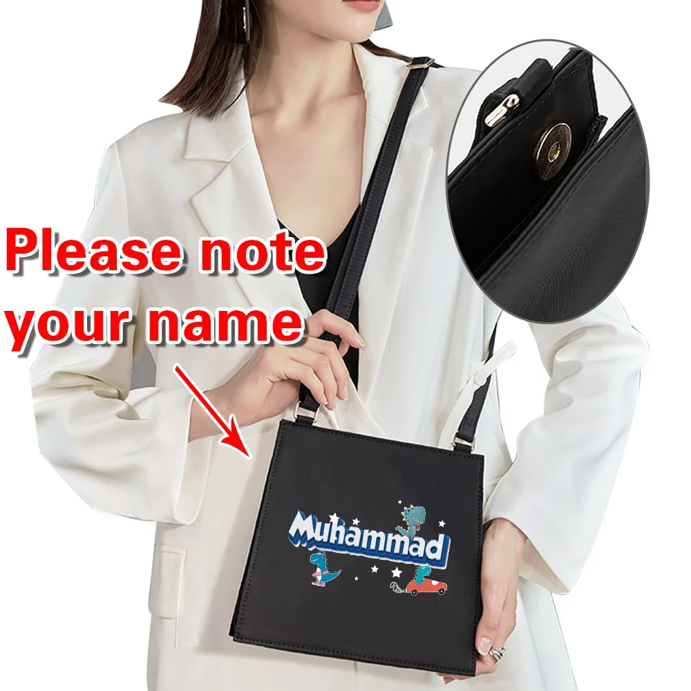 

Квадратная сумка через плечо с индивидуальным именем, рабочая сумка для поездок на работу, сумки для покупок с регулируемым ремешком, модная женская квадратная сумка
