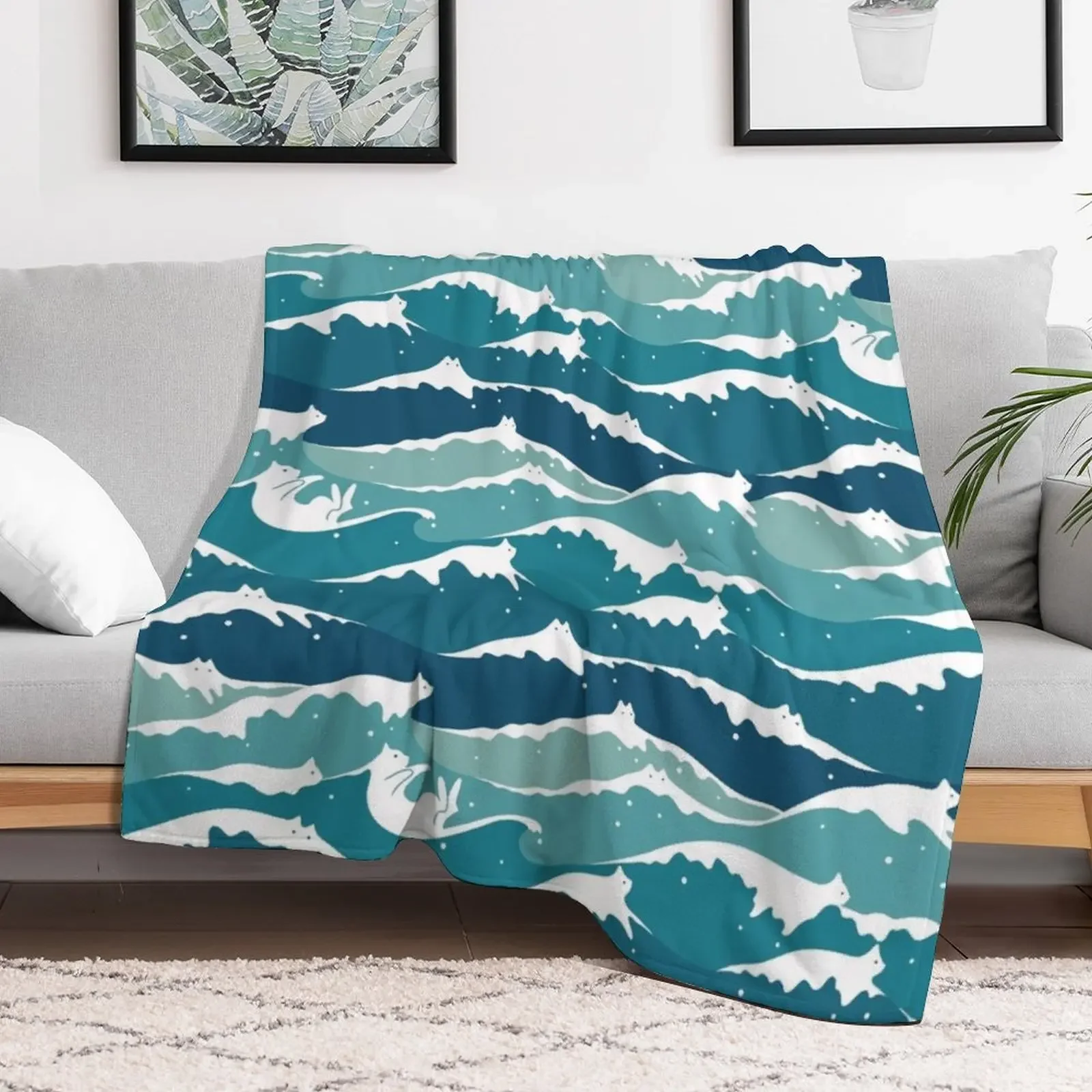 Cat Landscape 135: Cat Waves Throw Blanket Softest For Decorative Sofa Blankets