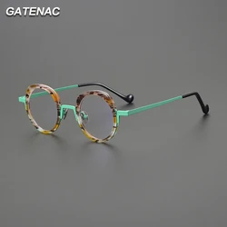 Ultra Light Pure Titanium Glasses Frame Men Vintage Fashion Handmade Eyeglasses Frame Women Luxury Brand Designer Eyewear