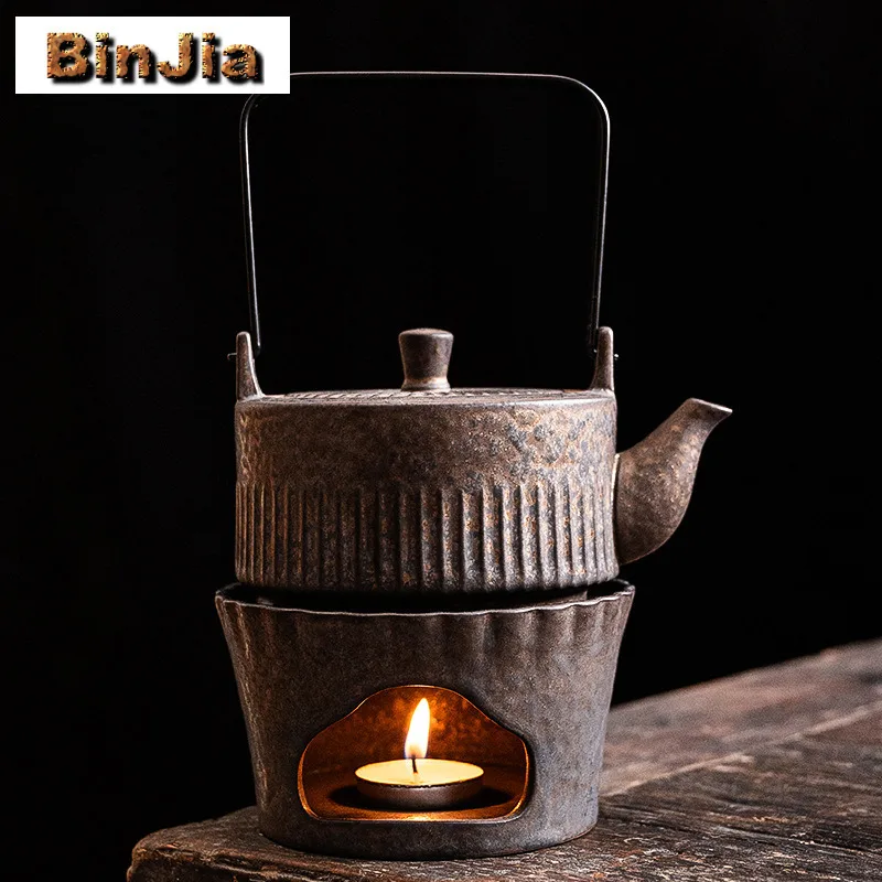 

300 мл позолоченная железная глазурь с вертикальной подъемной ручкой, чайник, древний чайник для заварки чая, чайник с ситечком, плита, посуда