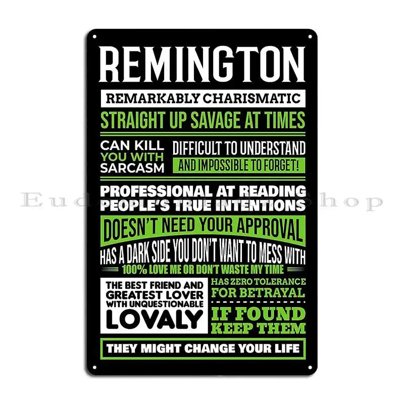 Remington Girl Name Definition Metal Sign Wall Decor Wall Cave Iron  Cinema Rusty Tin Sign Poster