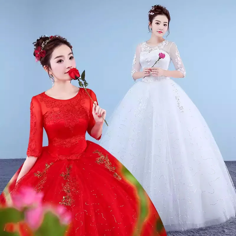 XXN-058#Ball Gown Lace up Long Bride's Wedding Dress 2025 New Organza With Embroidery Dresses Fashion Cheap Wholesale Custom Siz