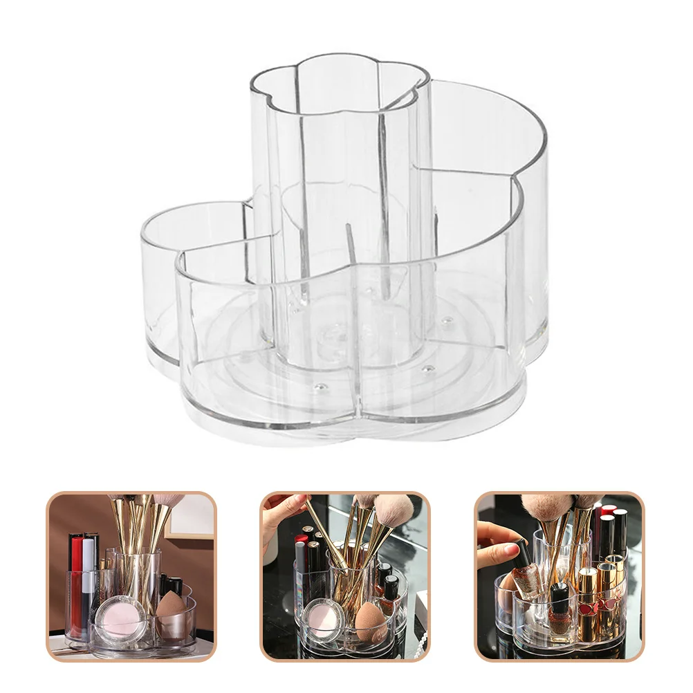 

Rotating Makeup Brush Holder Clear Plastic Organizer for Desk Storage Pencils Makeup Tools Toiletries Home Office