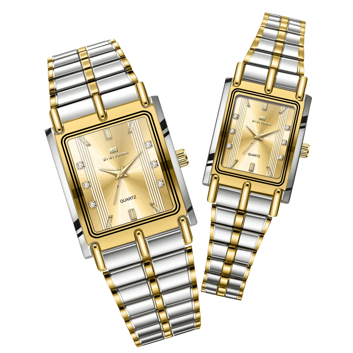 VAVAVOOM Coppia Orologi da Uomo e da Donna Cinturino in Acciaio Inossidabile Business Fashion Orologio Classico Reloj Hombre per Tutte le Occasioni