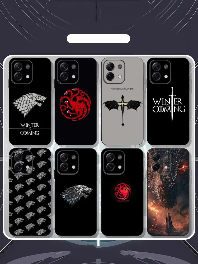 Tronos juego cool logo patrón funda de teléfono para Redmi Note 14 13 12 11 Pro Plus S 5G 14C A3 funda de teléfono negra suave