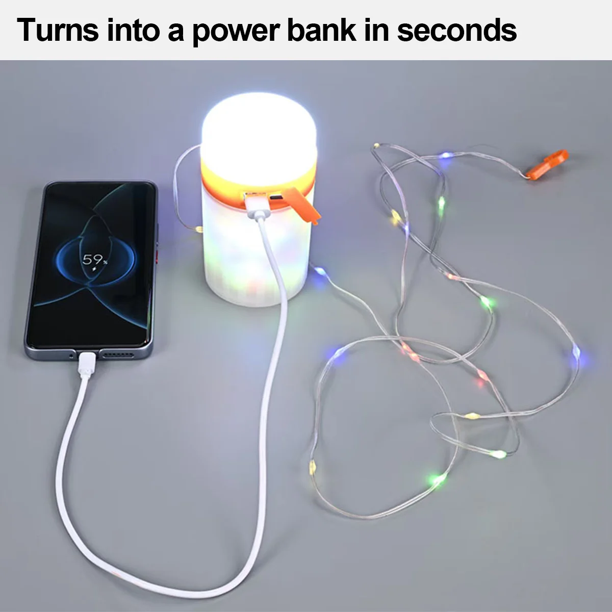 Guirnalda de luces Led recargable para acampar, luces nocturnas de 10m, linterna, linternas para exteriores con gancho, decorativa portátil