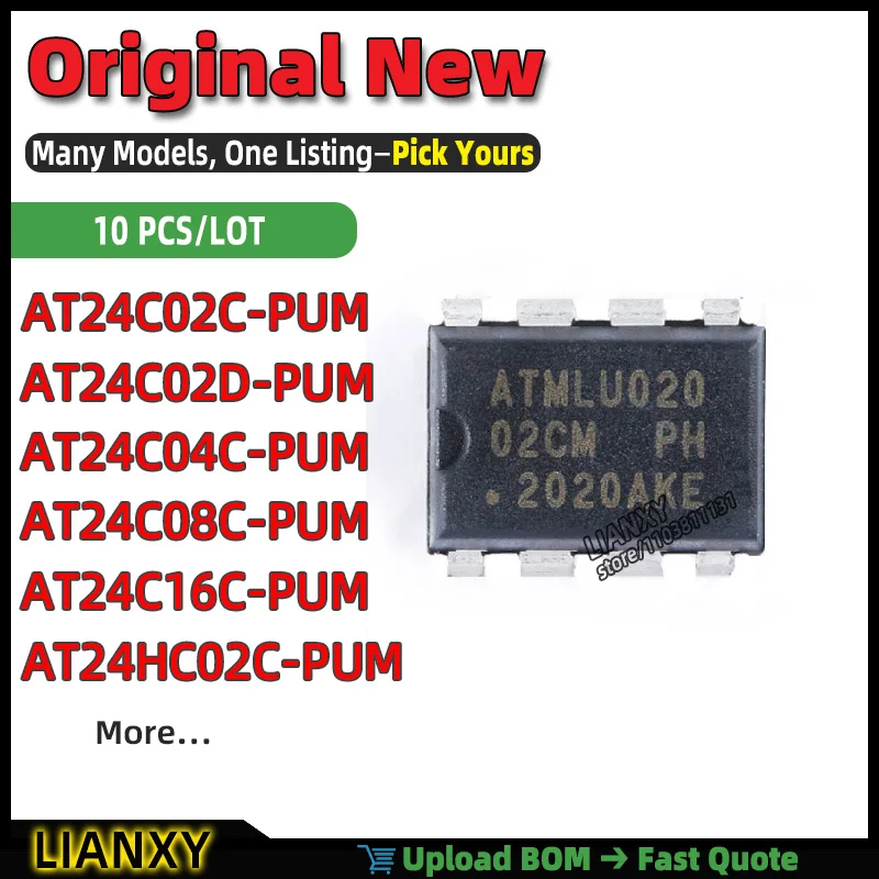 AT24C16C-PUM AT24C04C-PUM AT24C08C-PUM AT24C02C-PUM AT24HC02C-PUM AT24C02D-PUM PDIP-8 INVERTER New Original