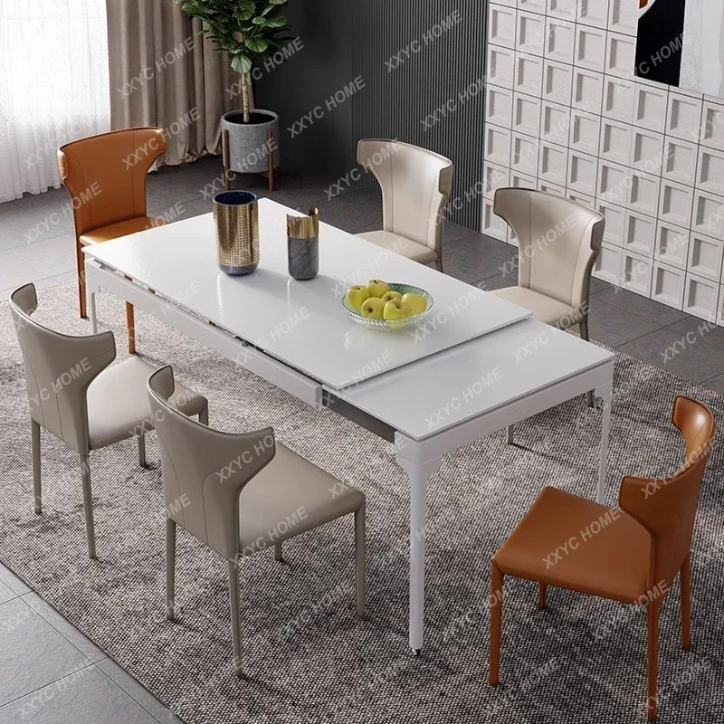 A Slate retractable dining table Modern simple light luxury foldable rectangular dining table