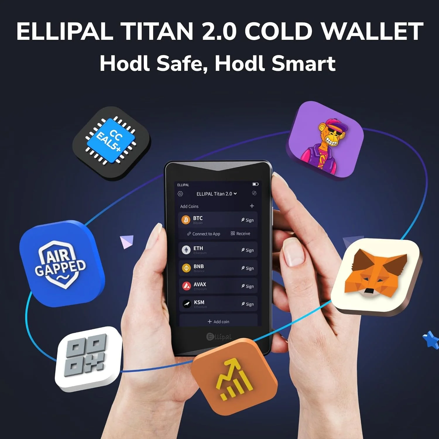 ELLIPAL Titan 2.0 Crypto Cold Wallet, Hardware Wallet, 100% Offline, Air-gapped - The Most Secure Crypto Wallet for 10000+ Coins