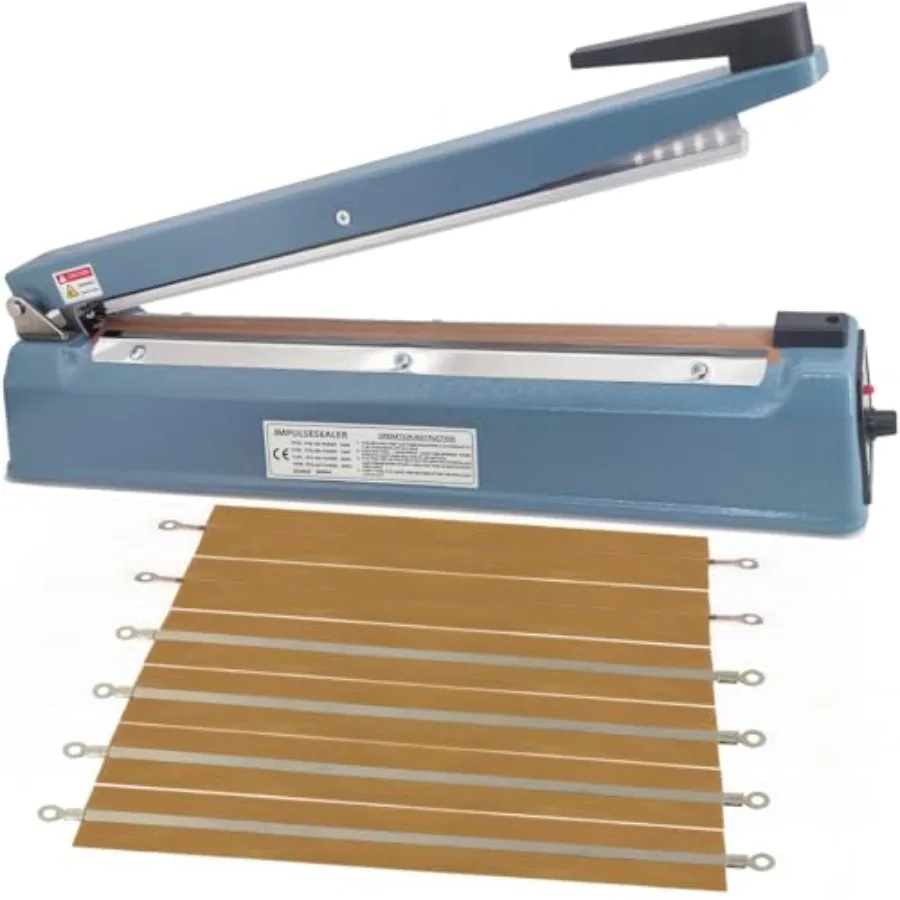 

16 Inch Impulse Heat Sealer Machine for Plastic Mylar Bags 3mm Sealing Width Metal Shell with 6 Replacement Parts including 2 C
