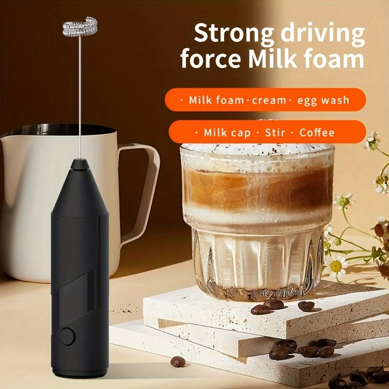 1PC Hand‑Held Electric Milk Frother (Battery Not Included), Portable Coffee Milk Foamer Wand, for Latte, Cappuccino & Hot Drinks