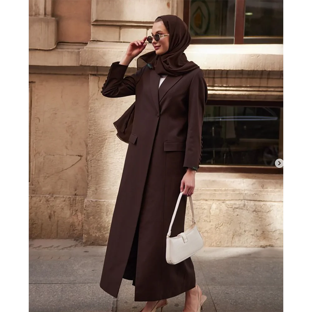 Slim Women Long Jacket Single Breasted Female Daily Coat Formal Ankle Length Dress jaqueta feminina