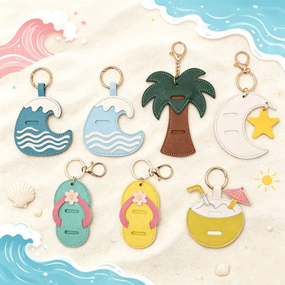 Hanger PU-Leder Schlüsselanhänger im Ozean-Urlaubsstil, Taschenanhänger, multifunktionaler modischer Brillen-Aufbewahrungsclip, Taschenornament – Detail 5