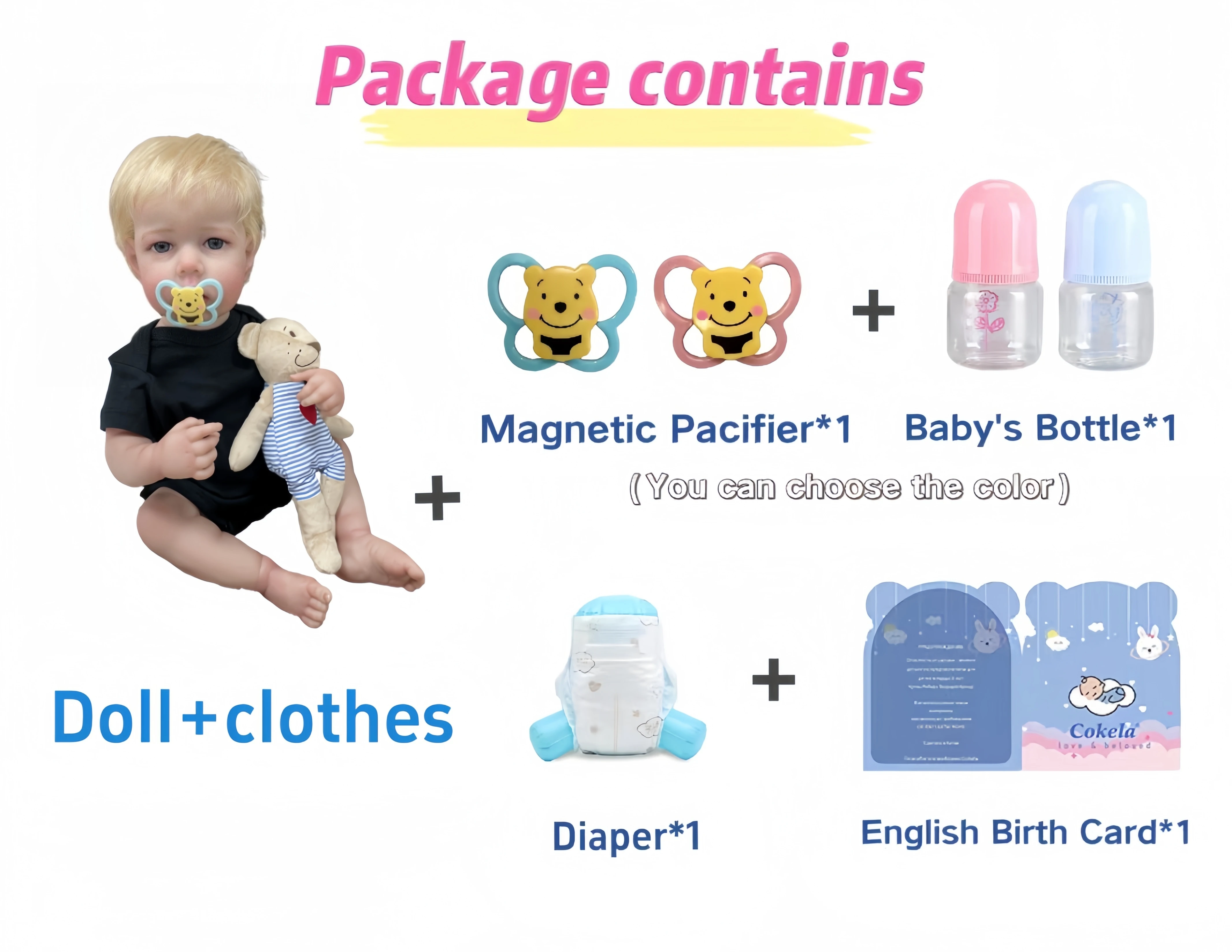 Cokela 22 inch/55 cm pasgeboren babypop herboren zachte herboren babypop 3D huid met zichtbare aderen handgemaakte modepop