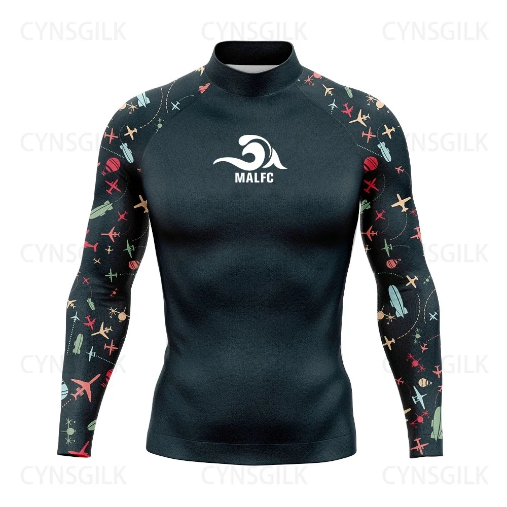 MALFC Rash guard for men Surfing Clothes Swimsuit Rashguard Surf Wear UPF 50 Water Sport Long Sleeve T-shirt Swimwear snorkeling 