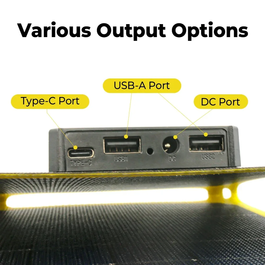 40 Вт Складное зарядное устройство для телефона с солнечной панелью USB + PD QC 3.0 5 В 9 В 12 В Портативная солнечная батарея для сотового телефона Power Bank Фонарик