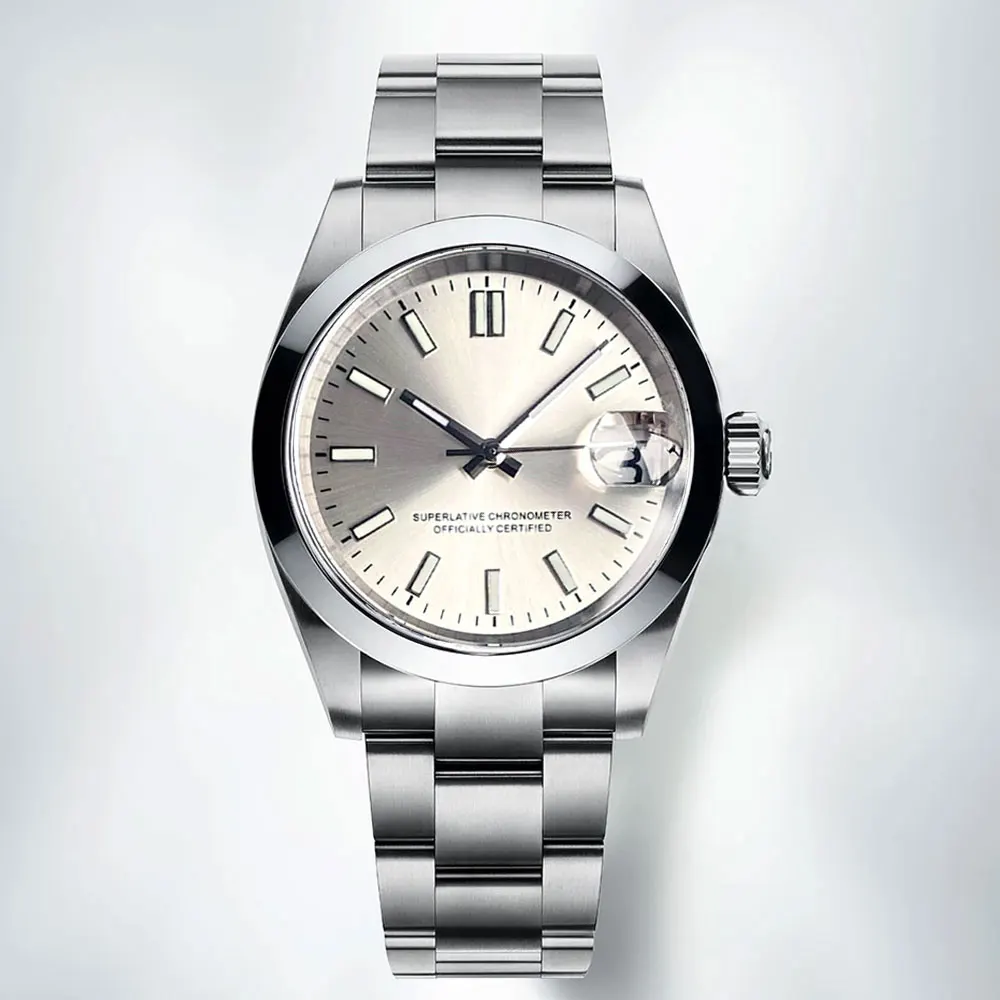 Tandorio Neue runde Saphirglas 200 m wasserdicht schwarzes Sunburst-Zifferblatt Japan NH35A automatisches mechanisches Uhrwerk Herrenuhr 3