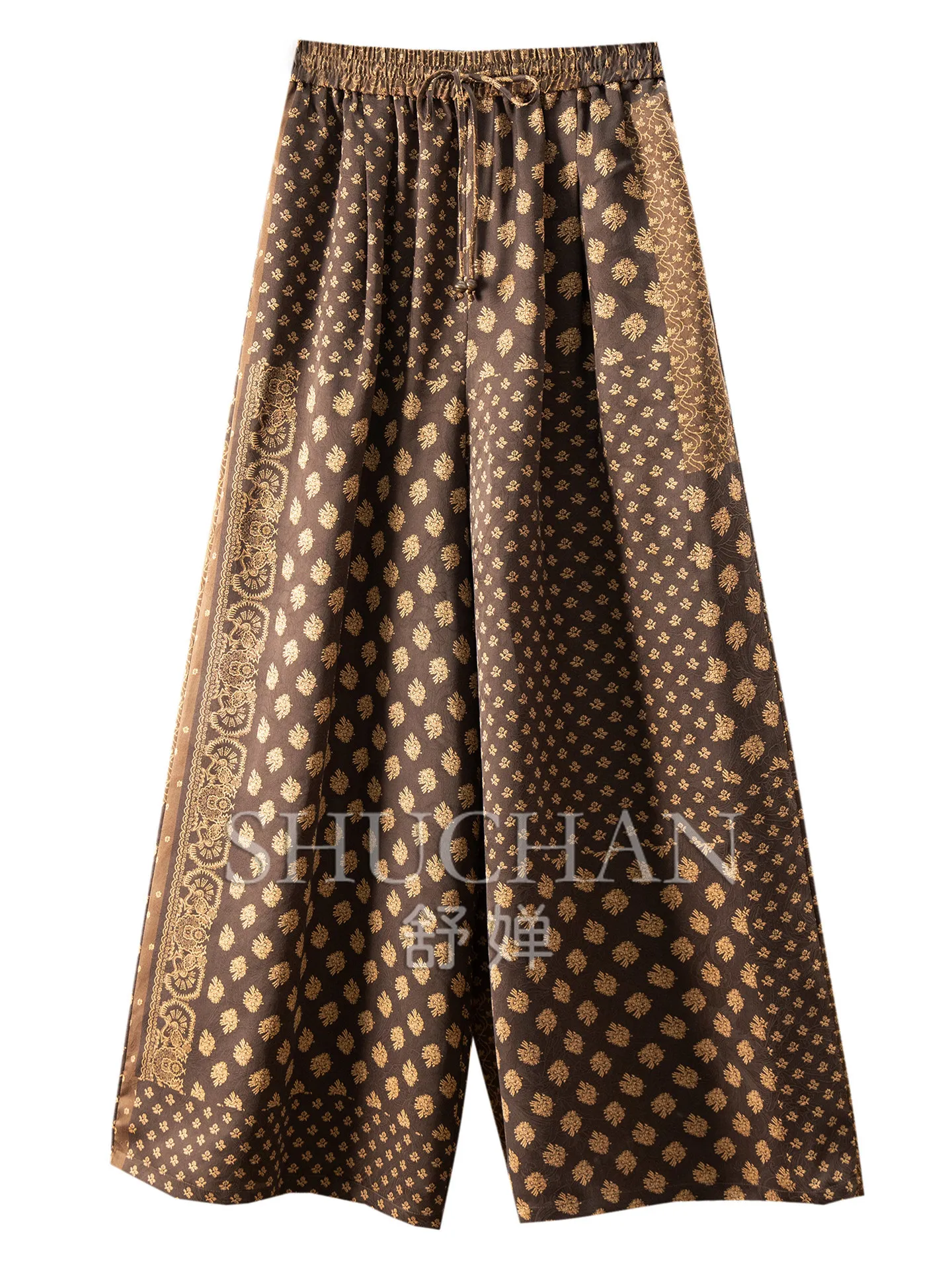 Light Luxury and Heavy Silk Red Cloud Yarn Wide-leg Culottes for Women 62J3 Trousers Women