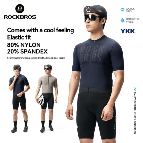 Imagen 1 del producto ROCKBROS Jersey de ciclismo de verano liviano alto elástico frío fresco transpirable manga corta jersey cremallera hombres de bolsillo de bolsillo para ciclismo