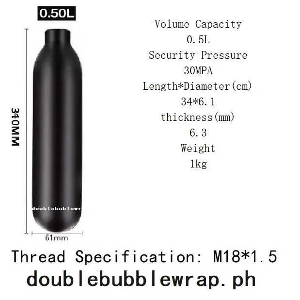 Round Bottomed Aluminum Bottle Thread M18*1.5 4500 PSI Tank Cylinder Diving Aquarium Plant CO2 Tank Dive Oxygen Tank image 3