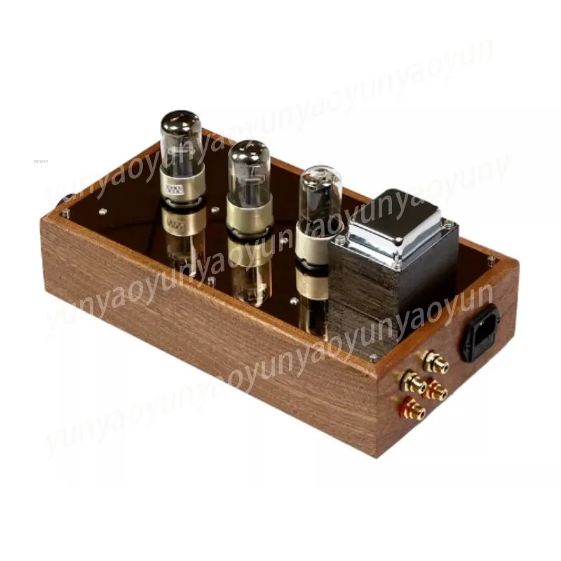 HiFi Vacuum Tube Preamp Stereo Pre Amplifier Wood Case Phono Stage with Tube Rectification for DAC