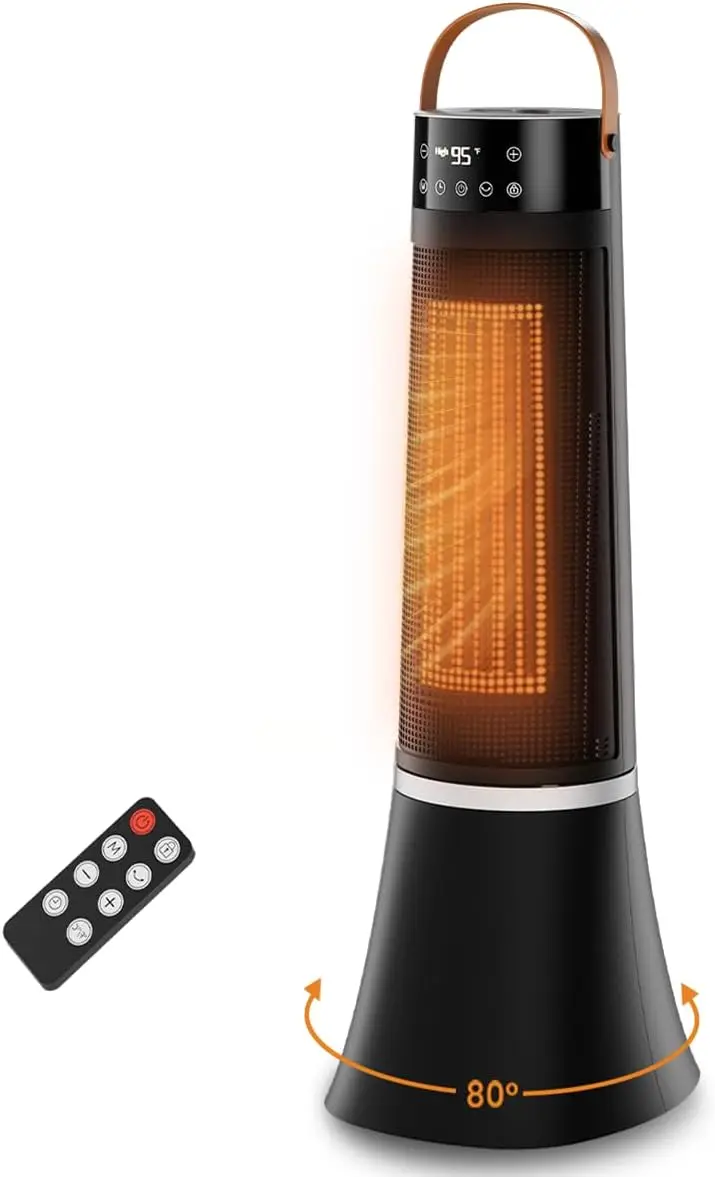 

Space Heaters Indoor Use, 24' 12ft/s Electric Heater with Remote, 1500W Electric Heaters with 75°Oscillation, 1-12H Timer