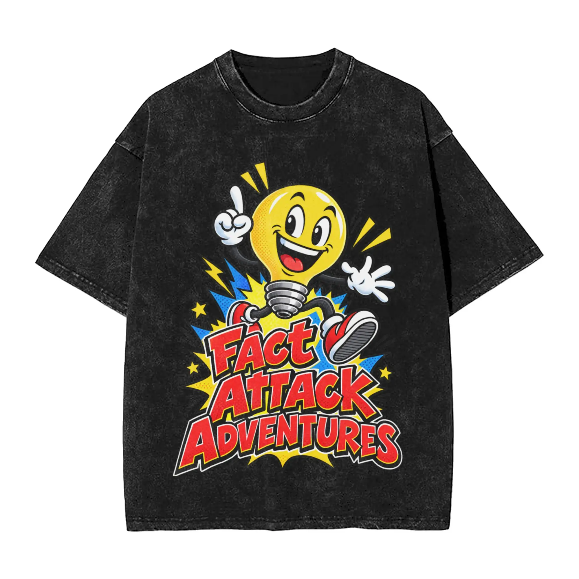 Summer Fact Attack Adventures Lighty Washed T Shirts Apparel Oversize T-Shirt  for Men Women Tee Shirt