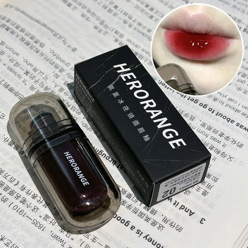 Heallor Black Diamond Mirror Lip Gloss Lasting Watery Lip Glaze Translucent Dark Brown Red Liquid Lipstick Women Beauty Lip Cosm