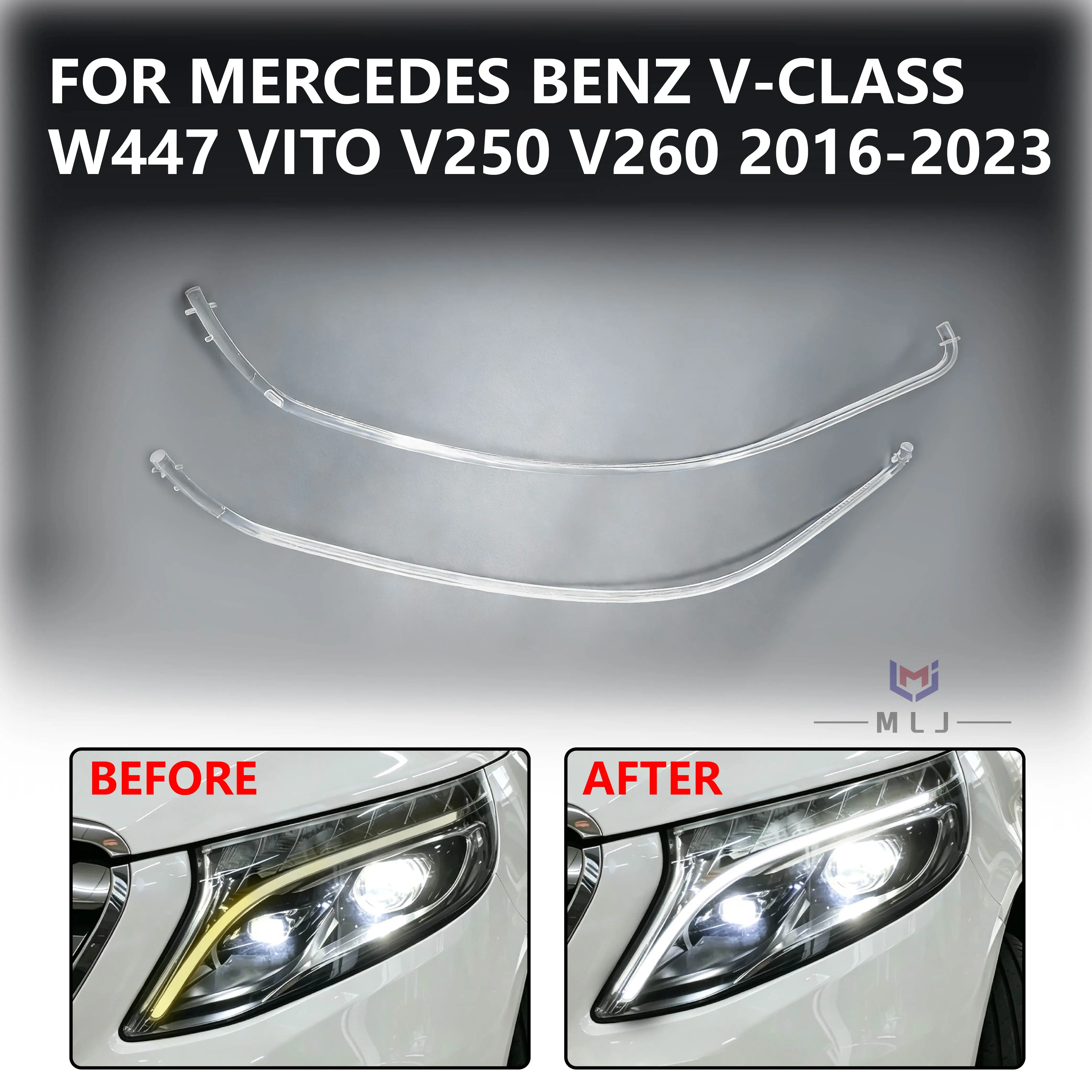 For 2016-2023 Mercedes-Benz V-Class W447 Vito V250 V260 Headlight Bar Angel Eye Tube DRL Light Guide Plate Light Guide Strip