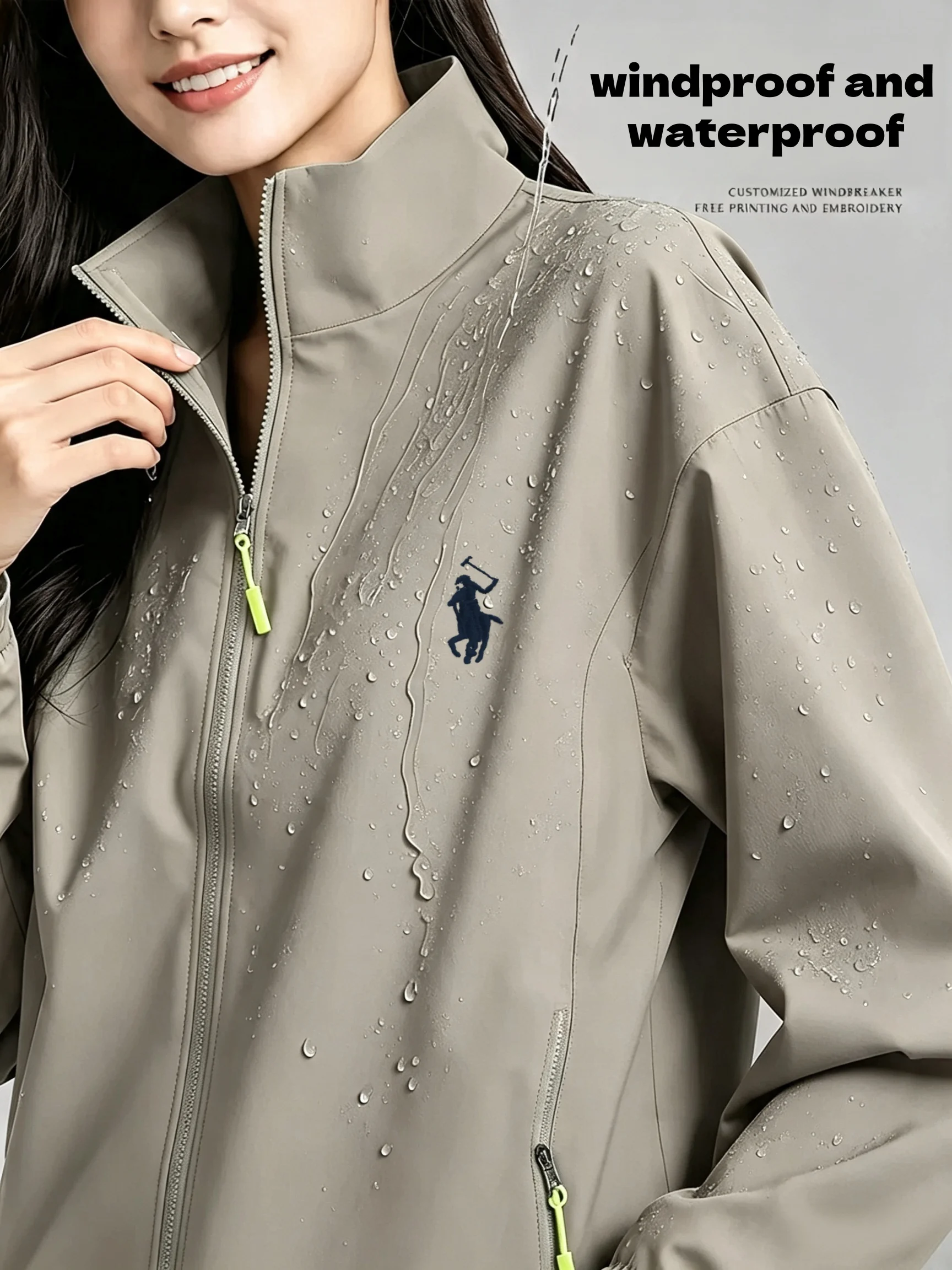 2026new high-end brand men's women's long sleeve zipper jacket autumn fashion exquisite Embroidery waterproof wear-resistant top